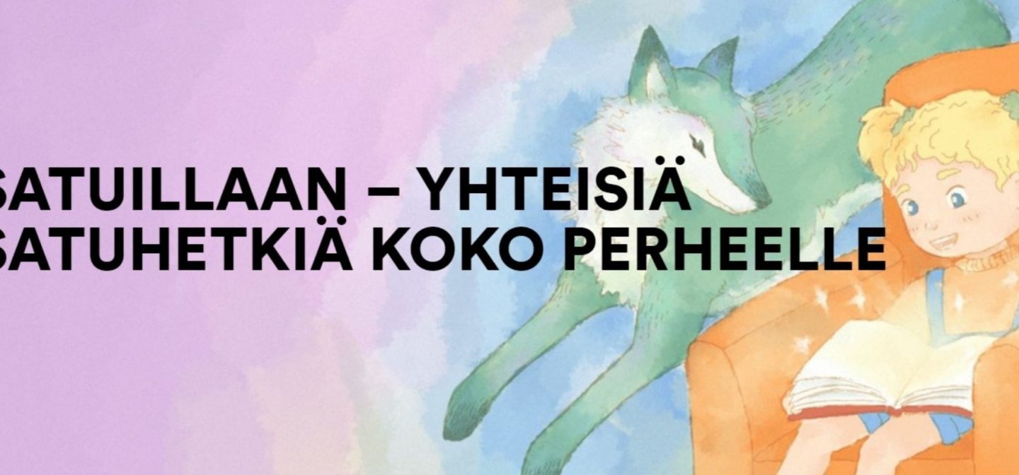 Tyttö ja vihreä kettu lukevat yhdessä satua.